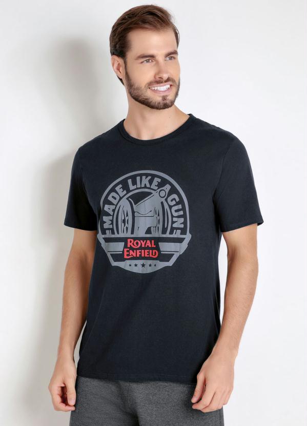 Camiseta (Preta) com Estampa Frontal