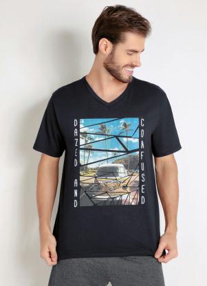 Camiseta (Preta) com Estampa Frontal