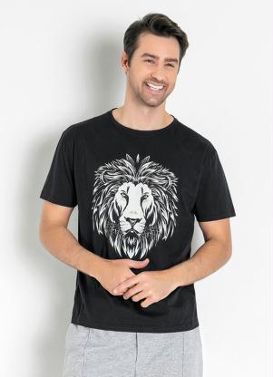 Camiseta (Preta) com Estampa Frontal