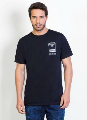 Camiseta (Preta) Longline com Estampa Costas