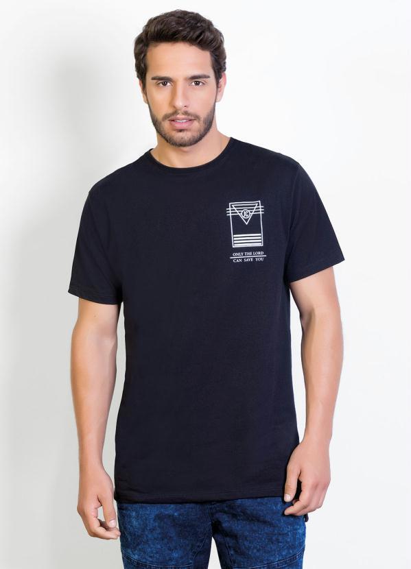 Camiseta (Preta) Longline com Estampa Costas