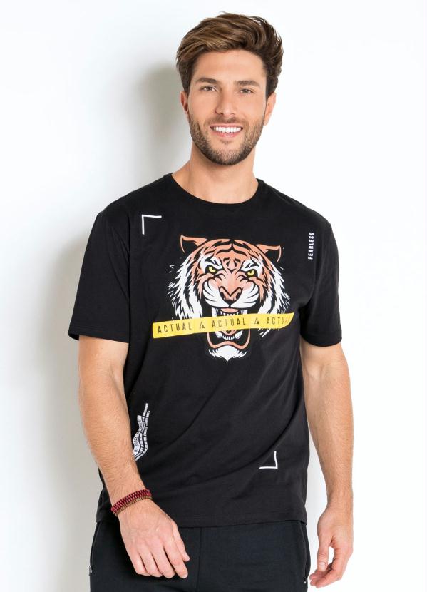 camiseta preta tigre