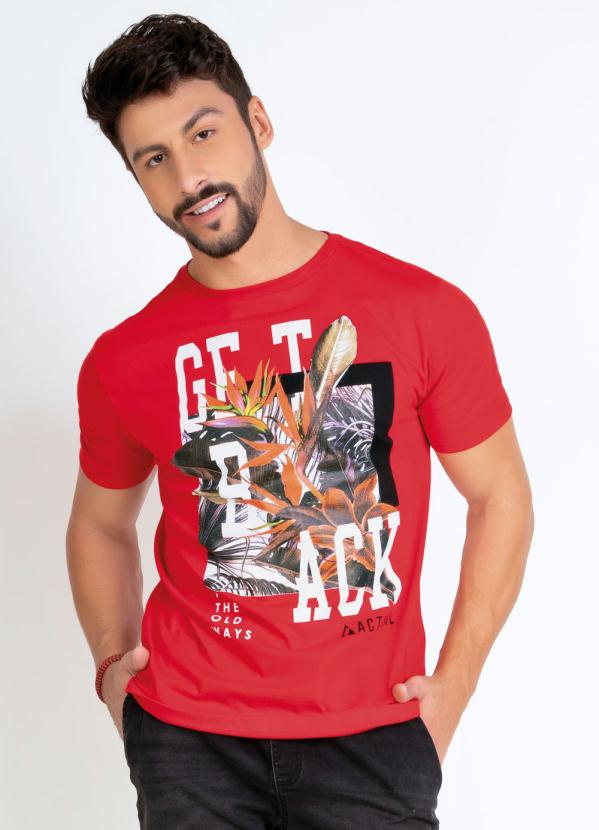 Camiseta (Vermelha) com Mangas Curtas e Estampa
