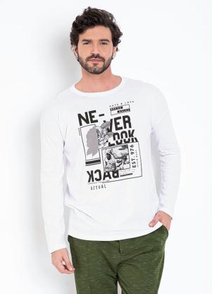 Camiseta Cava Deslocada (Branca) com Mangas Longas