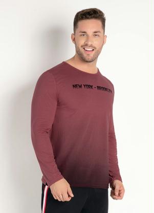 Camiseta Manga Longa (Vermelha) Estampa Degrad�