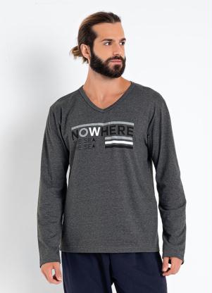 Camiseta (Mescla Chumbo) com Manga Longa