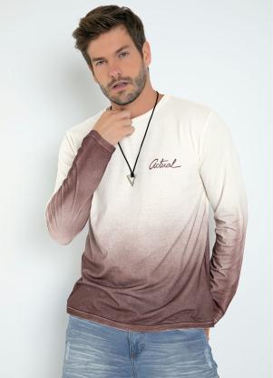 Camiseta (Off White e Bord�) com Efeito Spray