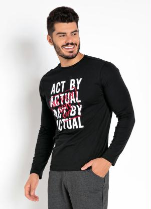 Camiseta (Preta) com Mangas Longas e Estampa Camiseta (Preta) com Mangas Longas e Estampa