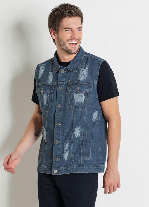 Colete em Jeans (Azul) Destroyed Actual