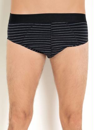CUECA SLIP COM EL�STICO (LISTRADA)