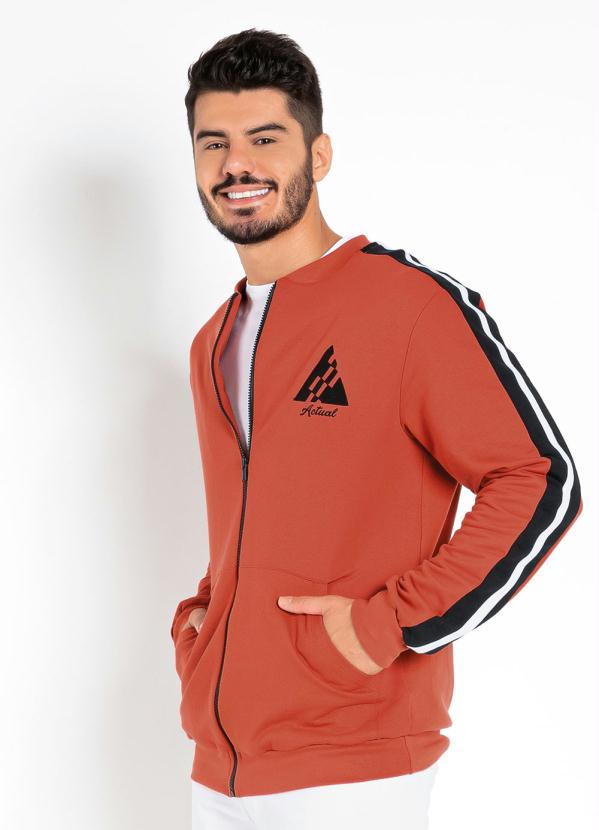 Jaqueta Bomber (Marrom) com Contraste nas Mangas Jaqueta Bomber (Marrom) com Contraste nas Mangas