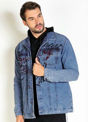 Jaqueta (Jeans Clara) Estampada na Frente