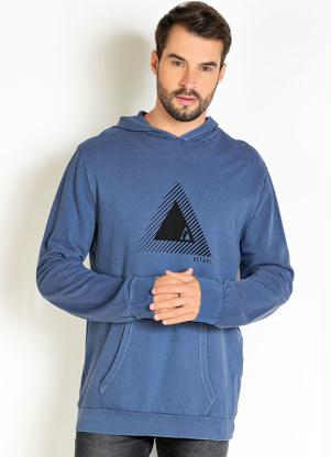 Casaco (Azul) com Capuz e Estampa na Frente