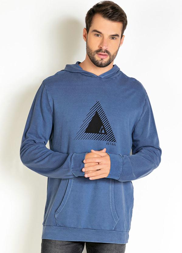 Casaco (Azul) com Capuz e Estampa na Frente