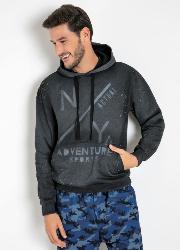 Casaco (Cinza) com Bolso Frontal e Capuz