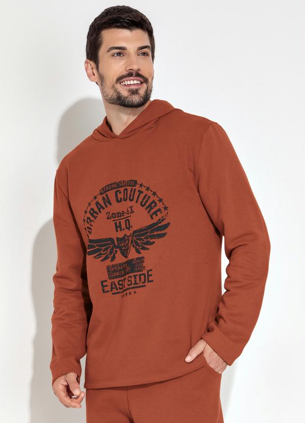 Casaco com Gorro e Estampa (Laranja)