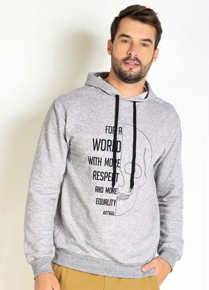 Casaco (Mescla) com Bordado e Capuz Ajust�vel