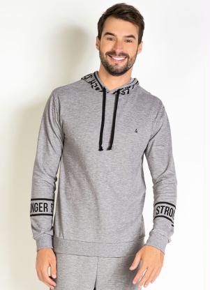 Casaco (Mescla) com Capuz Ajust�vel e Estampa