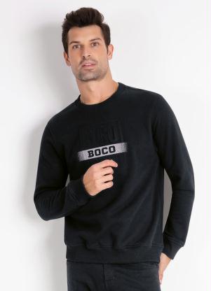 Casaco (Preto) com Estampa com Relevo Casaco (Preto) com Estampa com Relevo