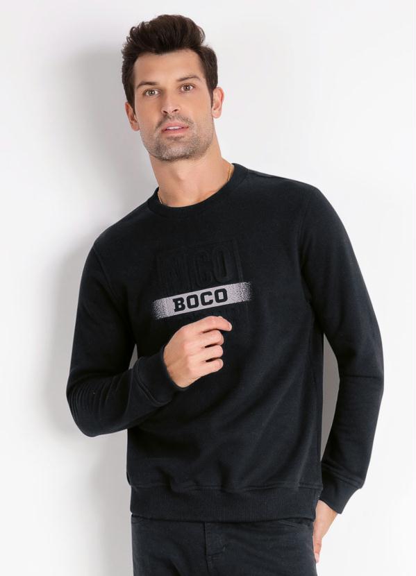 Casaco (Preto) com Estampa com Relevo Casaco (Preto) com Estampa com Relevo