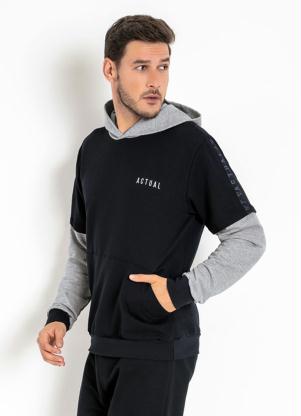 Casaco (Preto e Mescla) com Capuz e Bolso