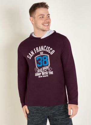 Moletom (Vinho) com Capuz e Estampa Frontal Moletom (Vinho) com Capuz e Estampa Frontal