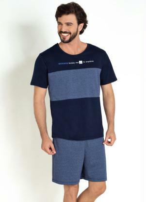 Pijama Actual (Marinho) com Escrita Frontal