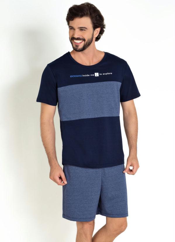 Pijama Actual (Marinho) com Escrita Frontal