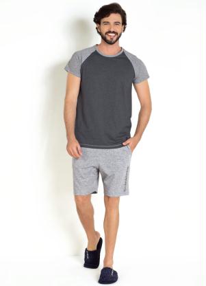 Pijama (Mescla e Chumbo) com Bolso Funcional Pijama (Mescla e Chumbo) com Bolso Funcional