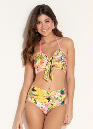 Calcinha de Biqu�ni (Frutas Pink) Transpassada