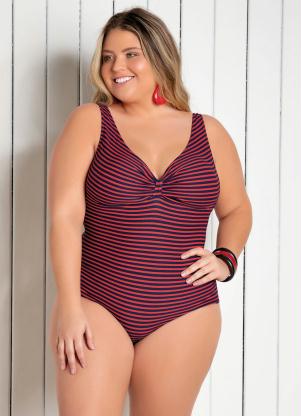 Mai� Plus Size (Listrado) Decote Costas Profundo