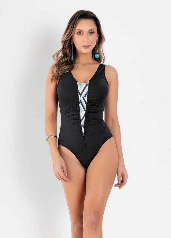 Maiô (Preto) com Recorte Estampado Maiô (Preto) com Recorte Estampado