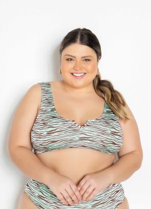Busto Biqu�ni Plus Size (Zebra) com Detalhe em V