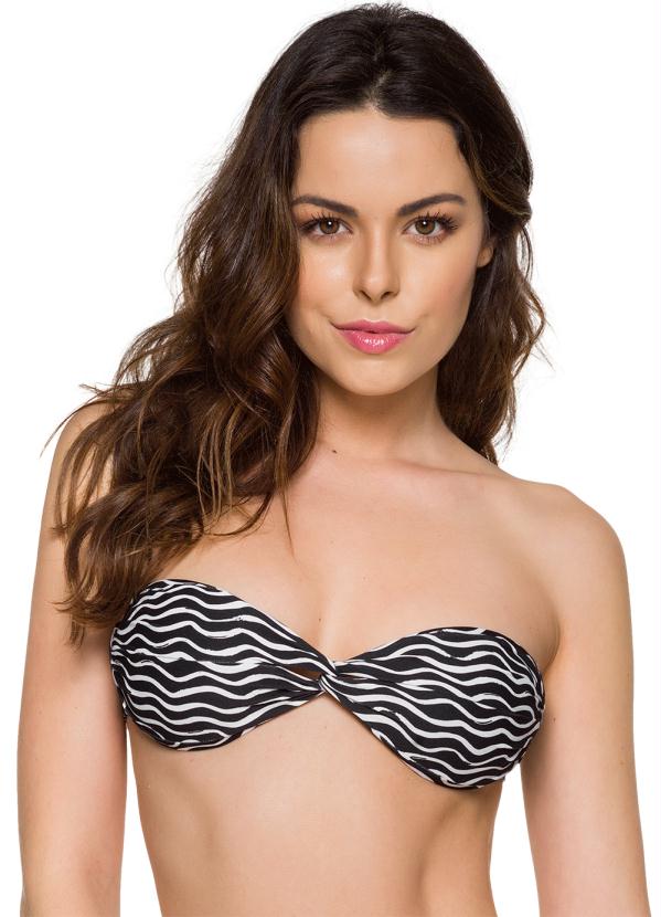 Top Biqu�ni Tomara que Caia Estampado (Preto)