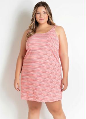 Camisola Plus Size de Alças Finas Duplas (Listras) Camisola Plus Size de Alças Finas Duplas (Listras)
