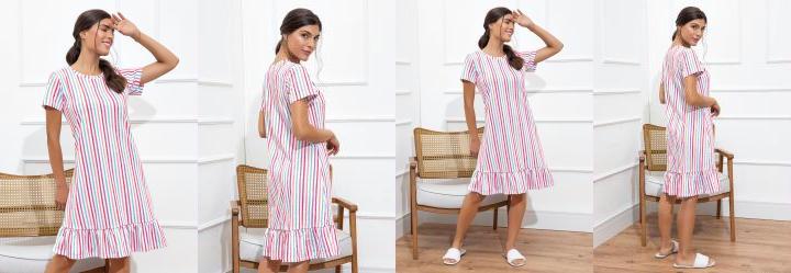 Camisola com Babado Listrado