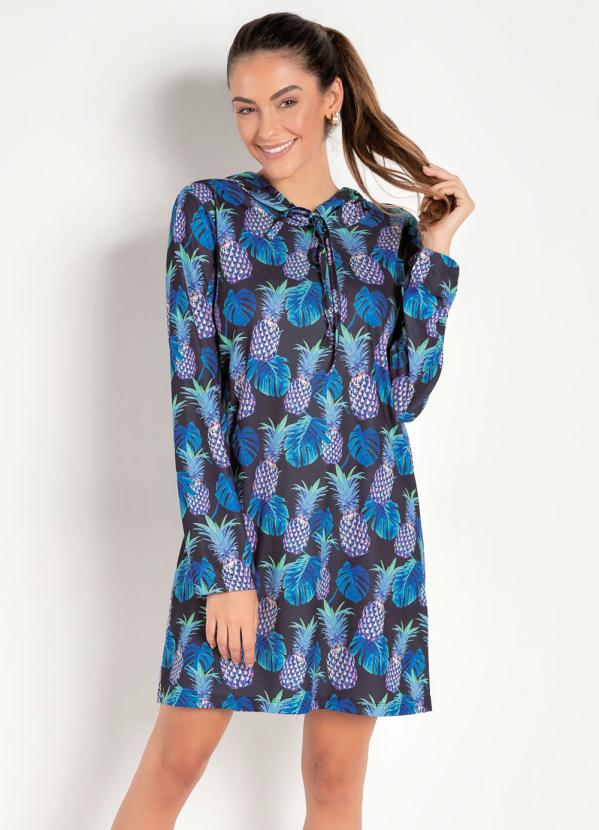 Camisola com Capuz (Abacaxi Azul)