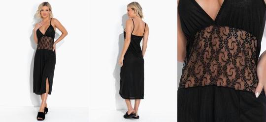 Camisola com Recortes em Renda Preta