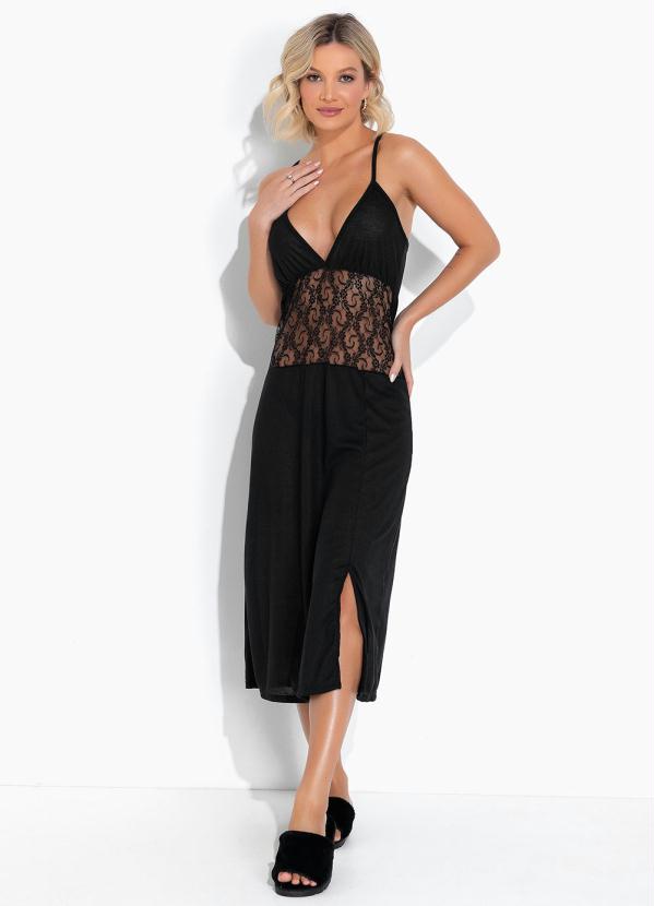 Camisola com Recortes em Renda (Preta)