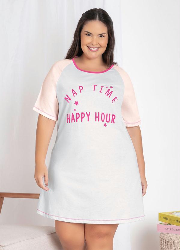 Camisola Raglan e Friso Contrastante (Branco/Rosa)