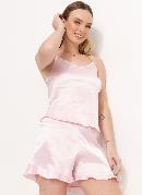 Pijama Rosa de Al�a e Babado Shorts