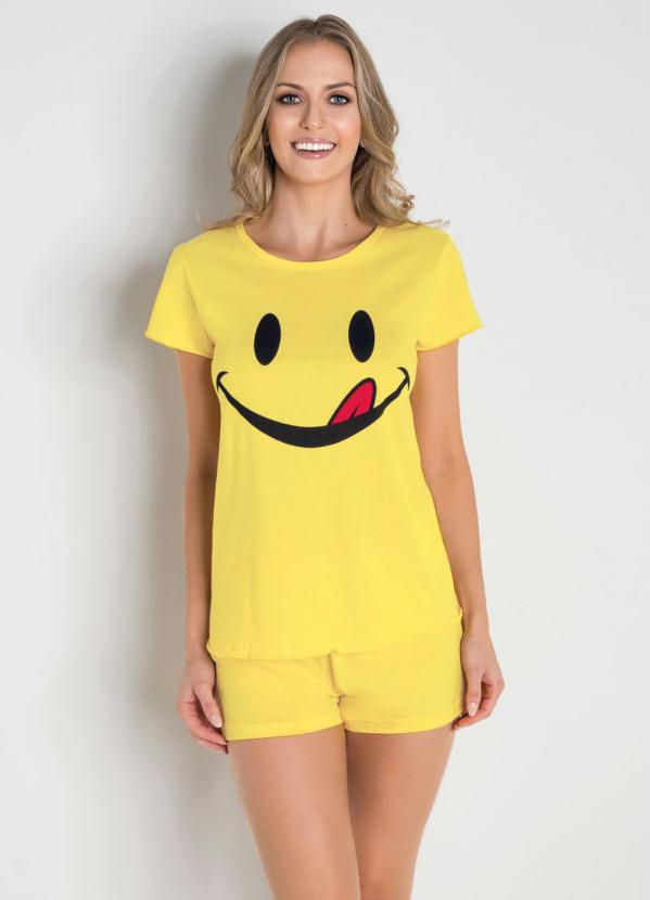 Camiseta de Pijama Amarela com Estampa - Portal Lar \u0026 Lazer