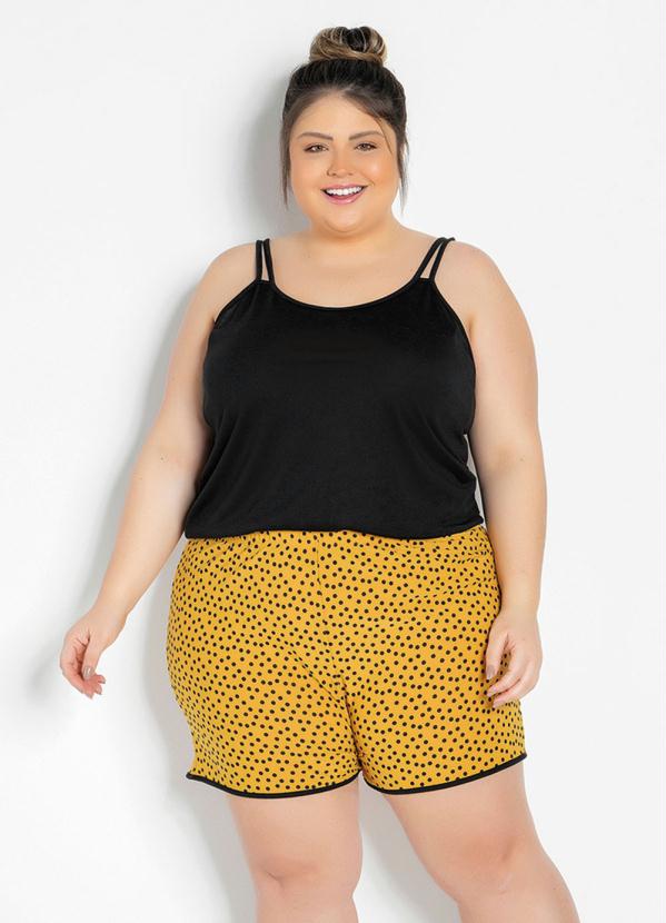 Pijama com Al�as Duplas (Preto/Po� Amarelo)