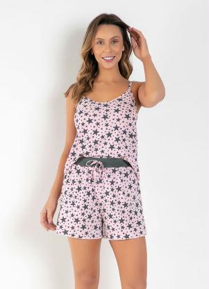 Pijama com Cós em Ribana (Estrela Rosa) Pijama com Cós em Ribana (Estrela Rosa)