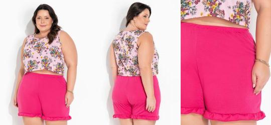 Pijama Plus Size Floral Bot�nico Curto