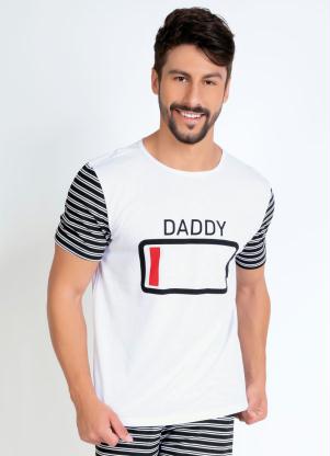 Blusa Manga Curta Pijama Masculino (Branco)