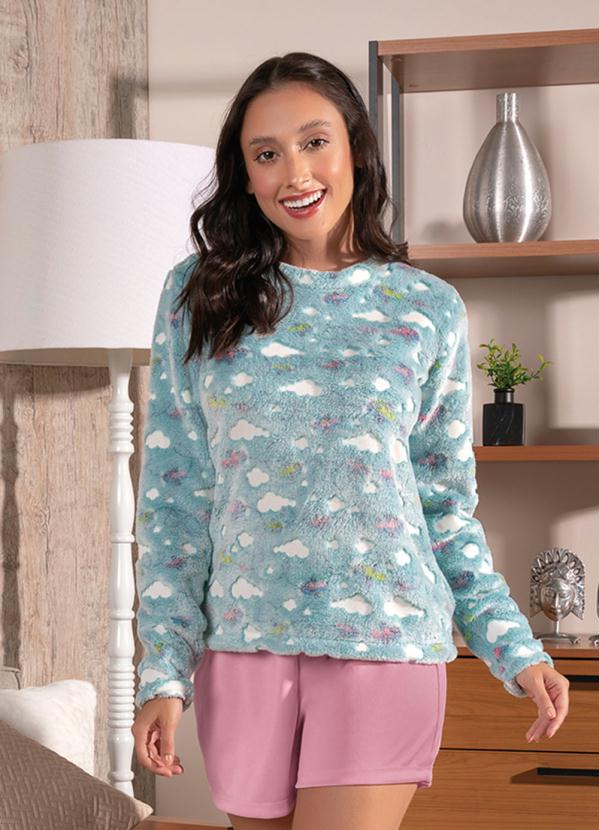 Blusa Peluciada Estampada (Nuvens)