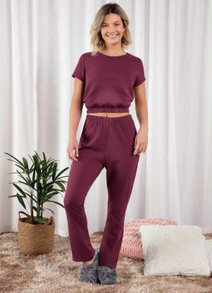 Pijama Longo Cal�a Pantalona (Bord�)