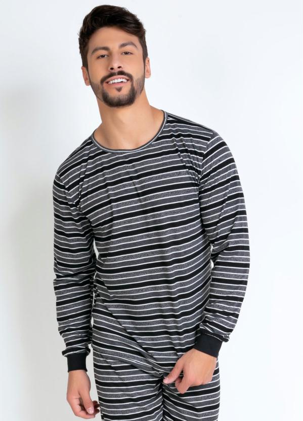 Blusa Pijama Masculino (Listrado) com Silk