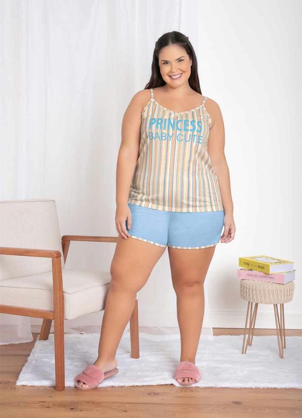 Pijama Curto de Alcinha (Listra/Azul)